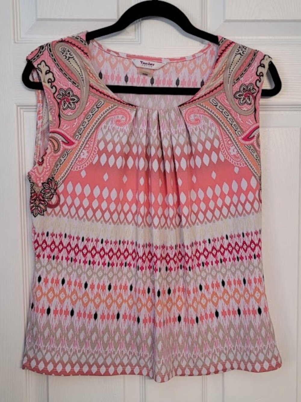 Multi-colour Paisley & Geometric Sleeveless Top-Tan Jay-Petite Medium-feminine